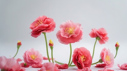 red begonia blooms in the backdrop