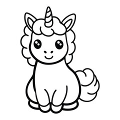 Naklejka premium Outlined Beautiful Unicorn vector art Decorative Linework Illustration Design