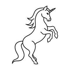 Simple cute Unicorn Line art vector and Fantasy Line Sketch Design