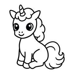 Simple cute Unicorn Line art vector and Fantasy Line Sketch Design