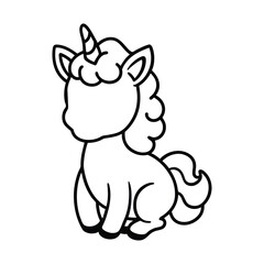 Simple cute Unicorn Line art vector and Fantasy Line Sketch Design
