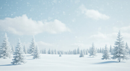 Obraz premium Winter Wonderland: Snow-Covered Forest, 3D Render AI Generated