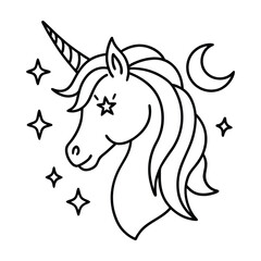 Mythical Unicorn line art vector Silhouette Simple Line Art Illustration design