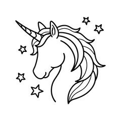 Mythical Unicorn line art vector Silhouette Simple Line Art Illustration design