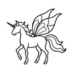 Mythical Unicorn line art vector Silhouette Simple Line Art Illustration design