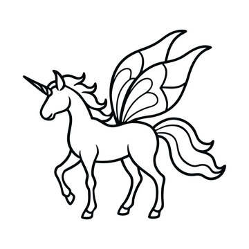 recommend clip art: Mythical Unicorn line art vector Silhouette Simple Line Art Illustration design