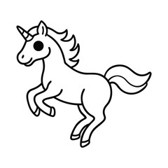 Beautiful Unicorn Line art and Drawing Fantasy Beast Vector Art Illustration