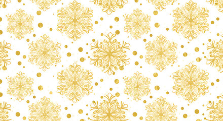 Golden Snowflakes: Festive Winter Pattern AI Generated