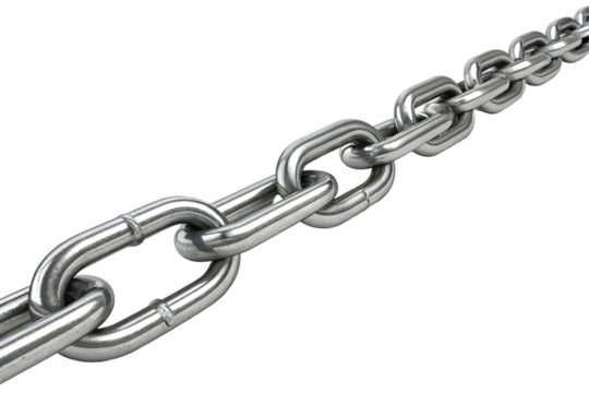 Strong Metallic Chain with Interconnected Links for Security or Industrial Use.