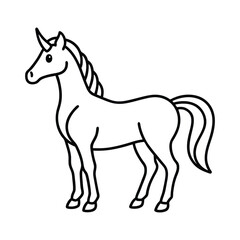 Minimal Unicorn Graphic Mystical Monoline Animal Artwork with Unicorn line art vector Illustration