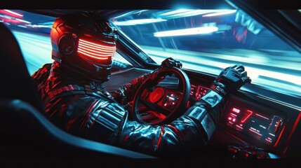 Cyberpunk Night Drive: Futuristic Racer in Neon City