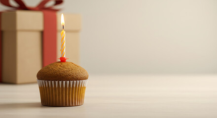 Birthday Muffin: A Simple Joy, Gift & Candle AI Generated