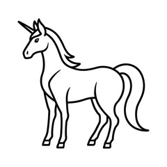 Minimal Unicorn Graphic Mystical Monoline Animal Artwork with Unicorn line art vector Illustration