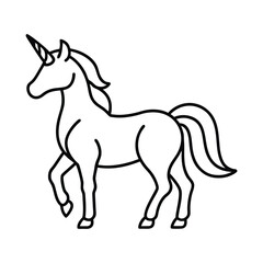 Minimal Unicorn Graphic Mystical Monoline Animal Artwork with Unicorn line art vector Illustration