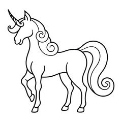 Minimal Unicorn Graphic Mystical Monoline Animal Artwork with Unicorn line art vector Illustration