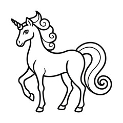 Minimal Unicorn Graphic Mystical Monoline Animal Artwork with Unicorn line art vector Illustration