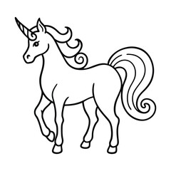 Stylized Unicorn Vector Clean Line art Fantasy Horse Illustration Design