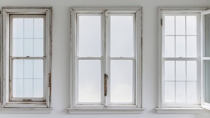 Obraz premium Isolated real vintage house window frame set on a white background