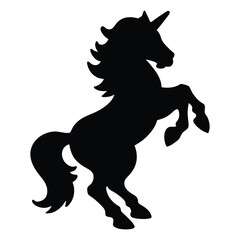 unicorn silhouette vector with Flat Unicorn Line Illustration design