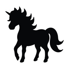 unicorn silhouette vector with Flat Unicorn Line Illustration design