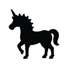 unicorn silhouette vector with Flat Unicorn Line Illustration design
