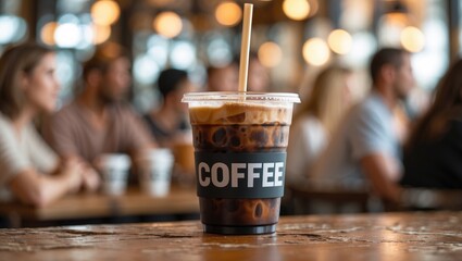 Black coffee Iced Americano on a table