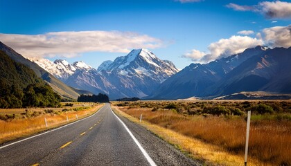 Naklejka premium Road To The Southern Alps New Zealand