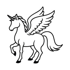 Beautiful Unicorn Line Art Vector Magical Fantasy Animal Illustration