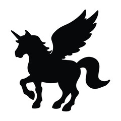 unicorn silhouette vector with Flat Unicorn Line Illustration design