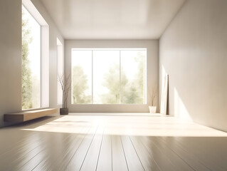 Fototapeta premium Minimalist interior with natural sunlight and a peaceful atmosphere