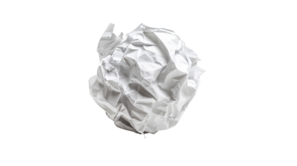 Crumpled white paper ball resting on a plain surface in a minimalistic setting during daylight