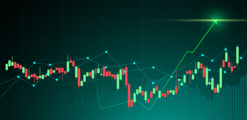 Trading chart or candlestick background. stock and finance business. Vector illustration