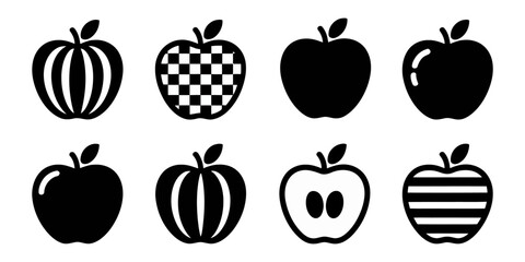 vector set of apples, vector set of apple silhouette vector icon black and white, Apple silhouette vector, apple fruit symbol, apple icon set, Apple vector silhouette set, apple icon set, Fruit apple.