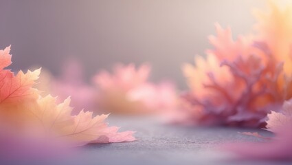 Warm fall leaves abstract background for cosmetic beauty display mockup