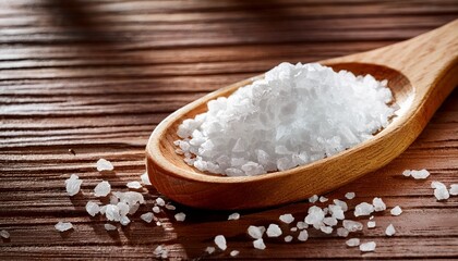 sea salt on wooden spoon