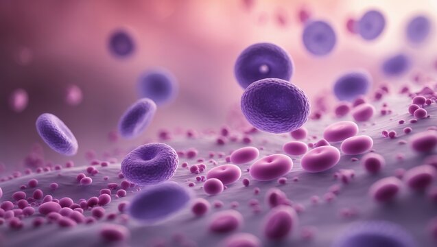 Hematological slide photomicrograph illustrating RBC, WBC, and platelets.