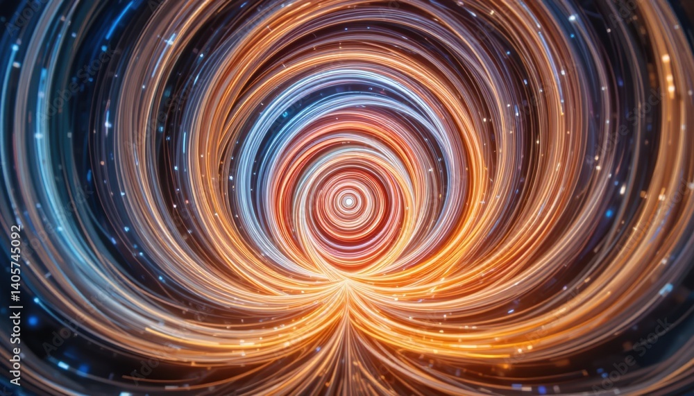 Poster dynamic swirl of light and color digital art abstract design cosmic vortex energetic environment fut