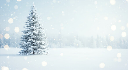 Winter Solitude: Snow-Covered Tree in a Dreamy Landscape AI Generated