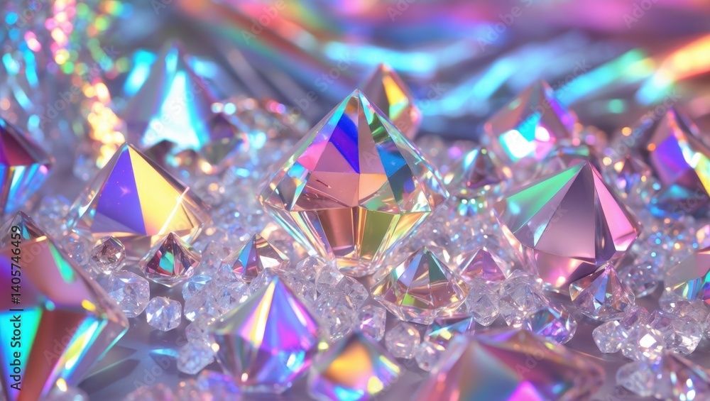 Poster iridescent holographic tinsel. abstract shiny foil texture in a hologram background. neon pastel gra