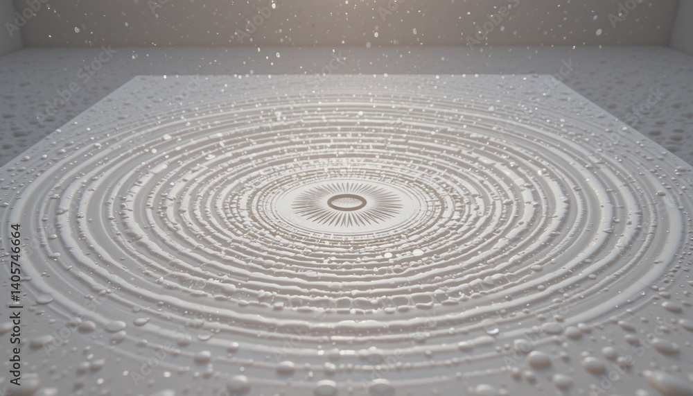 Aufkleber captivating water droplet ripples creating circular patterns indoor studio space abstract art minima