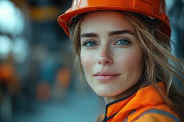 Portrait of a worker in safety gear at a construction site during the day showcasing dedication and professionalism
