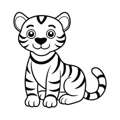 Tiger Line Art Vector Wild Animal Outline Illustration and Stylized Tiger Drawing Minimalist Jungle Predator
