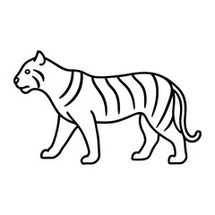 Tiger Line Art Vector Wild Animal Outline Illustration and Stylized Tiger Drawing Minimalist Jungle Predator