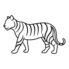 Tiger Line Art Vector Wild Animal Outline Illustration and Stylized Tiger Drawing Minimalist Jungle Predator