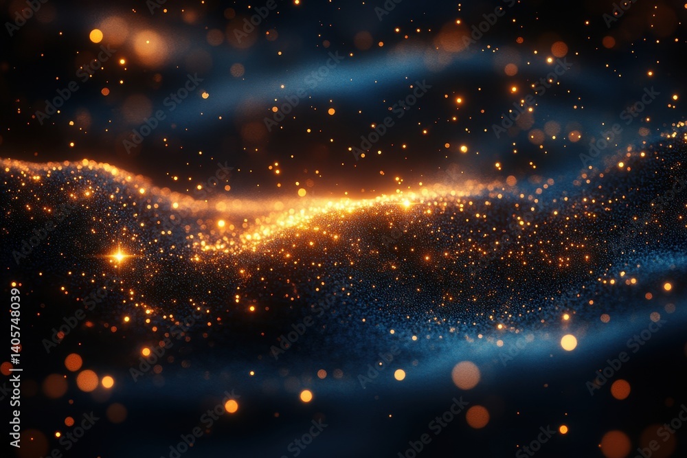 Wall mural bright luminous particles swirl in a cosmic expanse, creating a captivating view of light and color