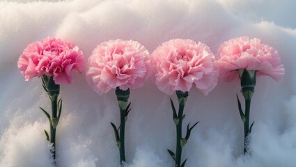 Obraz premium Pink Carnation blooms against a clear background. Floral element. Clipping path.