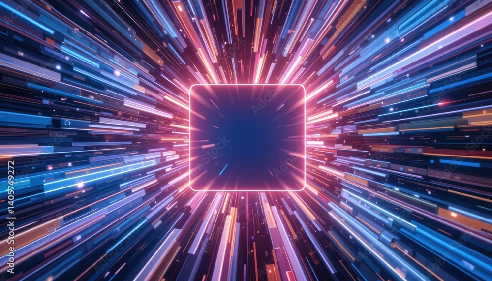Poster dynamic digital burst futuristic environment abstract visualization colorful energy high-tech atmosp
