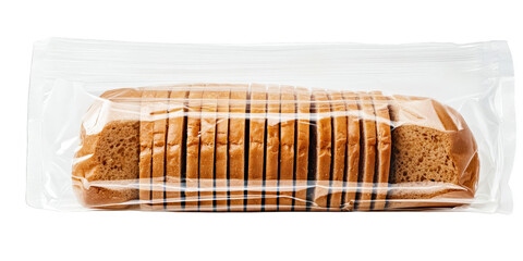 Photo of Sliced Brown Bread in Clear Plastic Package on Transparent Background