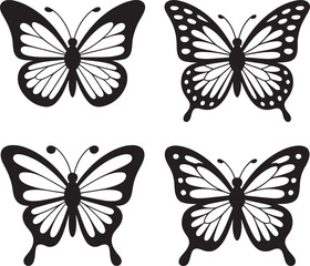 Obraz premium Butterflies silhouette vector illustration isolated On Transparent Background