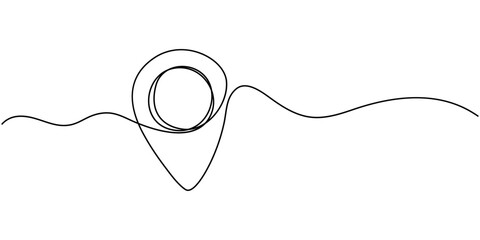 Geolocation icon vector illustration. Continuous one line drawing navigator, location continuous one line drawing, Continuous one line drawing of Route maps and location icons outline. Single line art